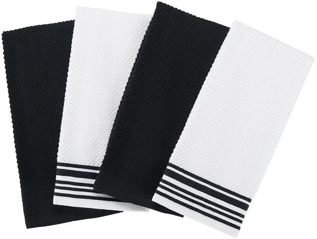 Main image of Mainstays 4-Pack 16in x 26in Woven Kitchen Towel Set, Black
