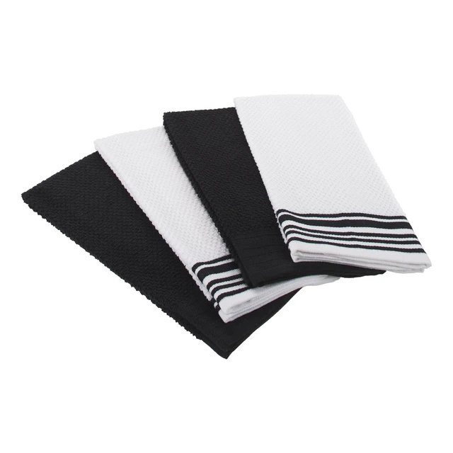Alt view image 5 of 6 - Mainstays 4-Pack 16in x 26in Woven Kitchen Towel Set, Black