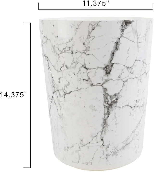 Alt view image 6 of 6 - Mainstays 5 gal Open-Top Bathroom Trash Can, Plastic, White Marble