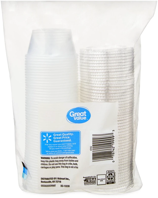 Alt view image 6 of 6 - Great Value 2oz Disposable Plastic Cups with Lids, Clear, 50 Count