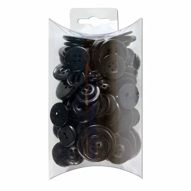 Alt view image 2 of 6 - Favorite Findings Value Black Assorted Sew Thru and Shank Buttons, 4oz