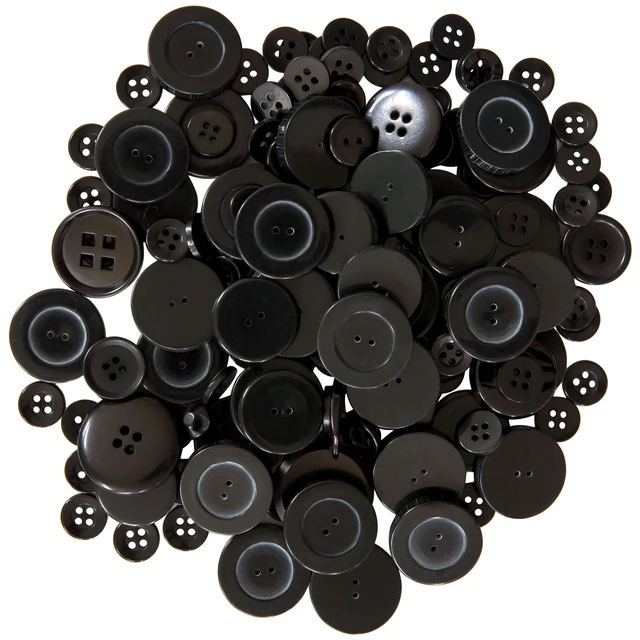 Alt view image 6 of 6 - Favorite Findings Value Black Assorted Sew Thru and Shank Buttons, 4oz