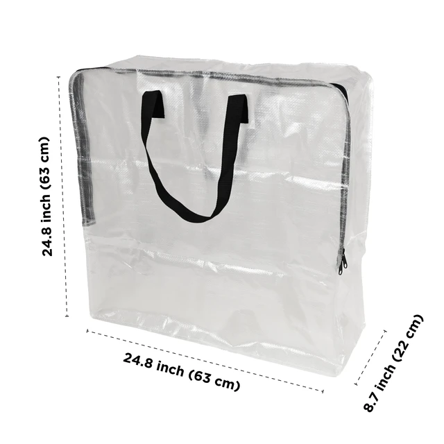 Alt view image 2 of 6 - Mainstays Clear 24 Gallon Slim Storage and Moving Bag with Zipper Closure and Dual Carry Handles