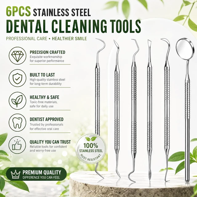 Alt view image 2 of 6 - Dental Pick Tools Kit, Tooth Scraper Plaque Tartar Remover