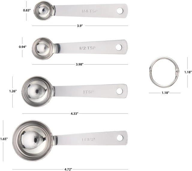 Alt view image 2 of 5 - Mainstays Stainless Steel 4-Piece Nesting Measuring Spoons Set