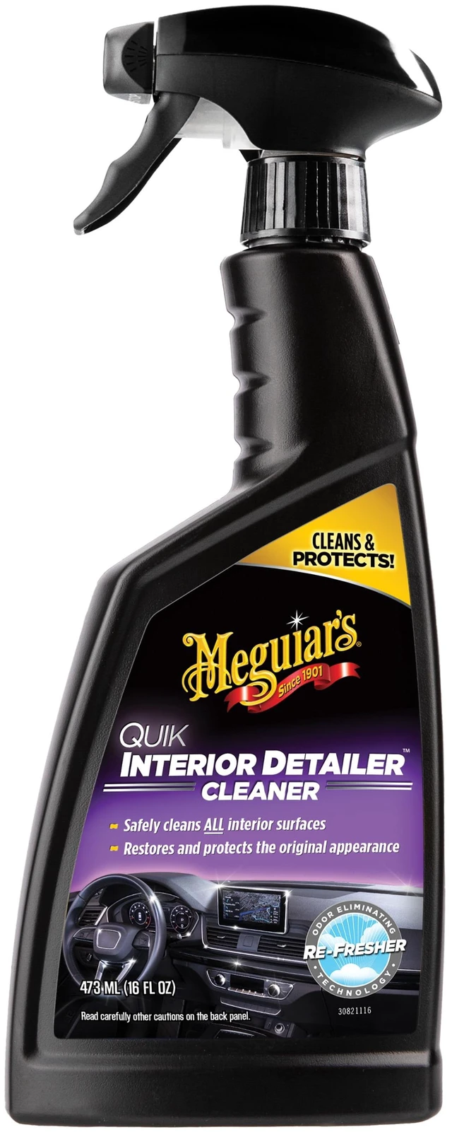 Main image of Meguiar's Quik Interior Detailer Cleaner, Cleans & Refreshes Car Interiors, Use on Plastics, Leather, Rubber, Dashboards, Trim for Cars, Trucks & SUVs, 16 fl oz Spray Bot