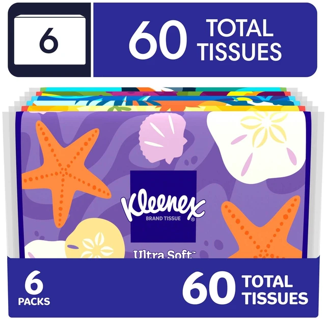 Main image of Kleenex Slim Wallet 3-Ply Facial Tissues, 6 Pack (60 Tissues)