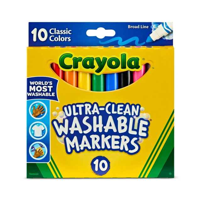 Alt view image 2 of 6 - Crayola Ultra-Clean Washable Broad Line Markers, 10 Count, Back to School Supplies, Classroom Essentials for Teachers, Gift, Ages 3+