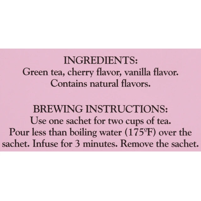 Alt view image 5 of 6 - Harney & Sons Cherry Blossom Green Tea, Cherry Flavor, 1.4 oz, 20 Count