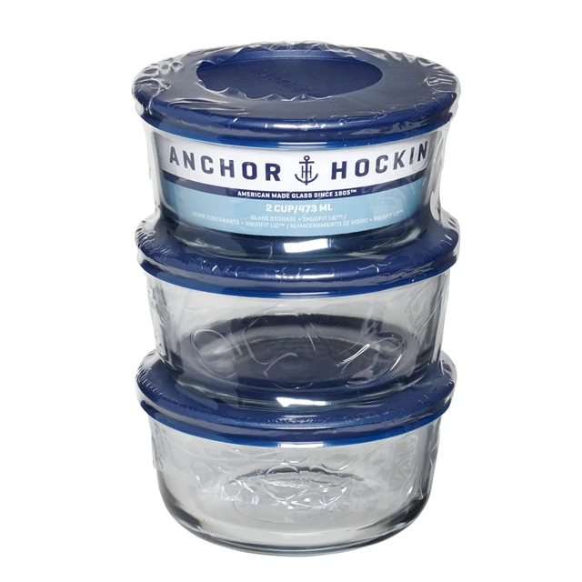 Alt view image 4 of 6 - Anchor Hocking 2-Cup Round Glass Food Storage Containers with Lids, Set of 3