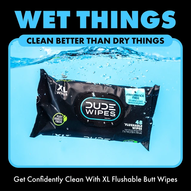 Alt view image 5 of 6 - DUDE Wipes XL Flushable Wet Wipes, Unscented, 48 Count, for Home Use