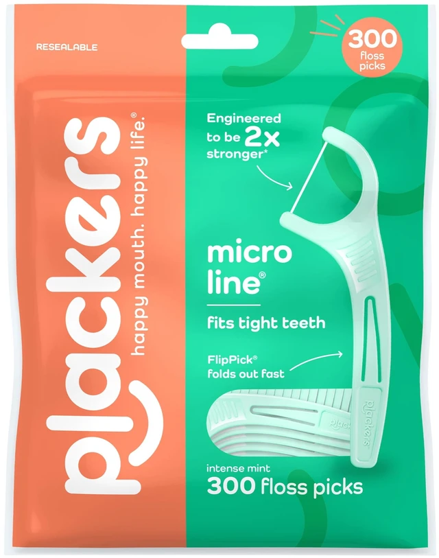 Main image of Plackers Micro Mint Dental Floss Picks, Fresh Mint, 300 Count