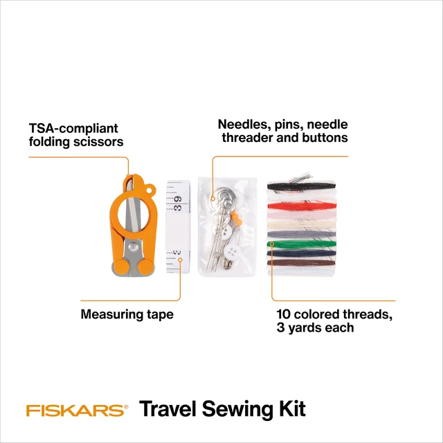 Alt view image 4 of 6 - Fiskars 27-Piece Travel Sewing Kit 39in Measuring Tape Orange