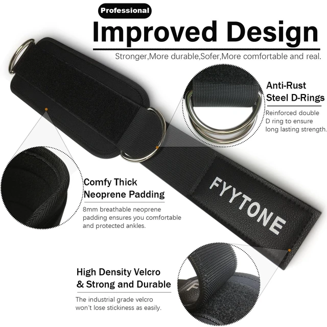 Alt view image 3 of 6 - Ankle Strap Pair for Cable Machine, Ankle Cuff for Kickbacks, Leg Extensions, Lower Body Exercises, Glute Workouts, Booty Hip Abductors Exercise, for Home & Gym