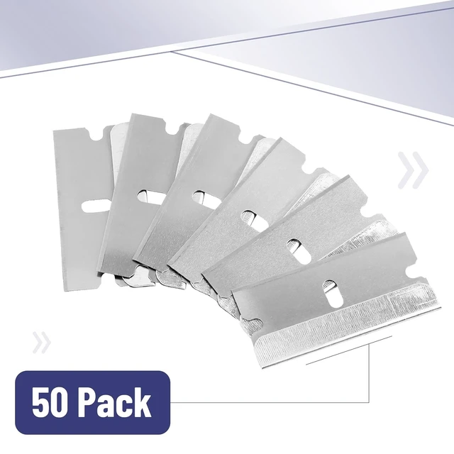 Alt view image 6 of 6 - Bates Razor Blades 50 Pack Carbon Steel Flat Scraper Blades