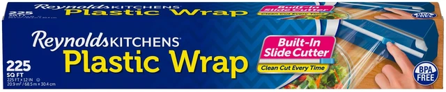 Main image of Reynolds Kitchens Clear Plastic Wrap with Built-in Slide Cutter, 225 Sq Ft