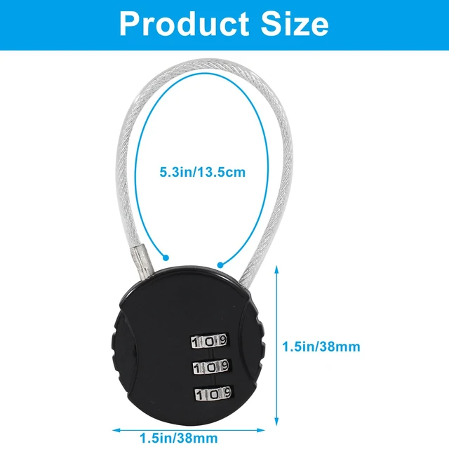 Alt view image 5 of 5 - Wire Rope Lock Mini Combination Lock, Waziaqoc, 2Pcs, Pink, Black