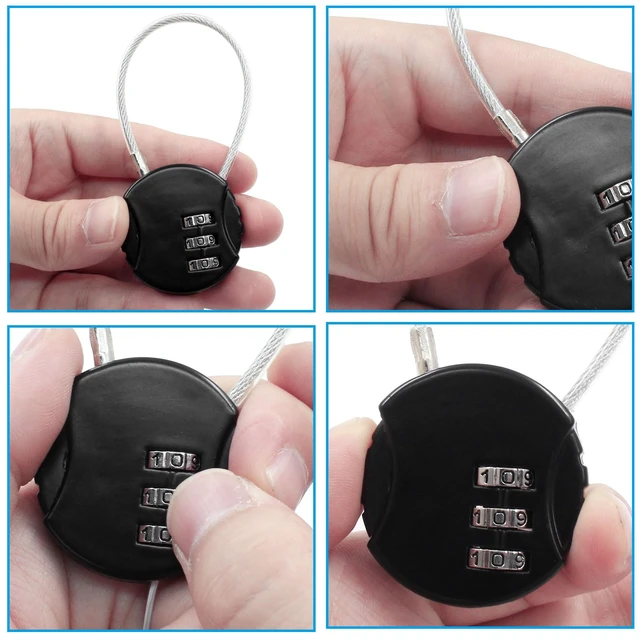 Alt view image 4 of 5 - Wire Rope Lock Mini Combination Lock, Waziaqoc, 2Pcs, Pink, Black