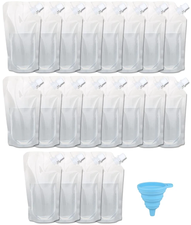 Main image of 20 Pcs Plastic Liquor Flasks with Funnel, 16 oz Concealable Travel Flask Bags