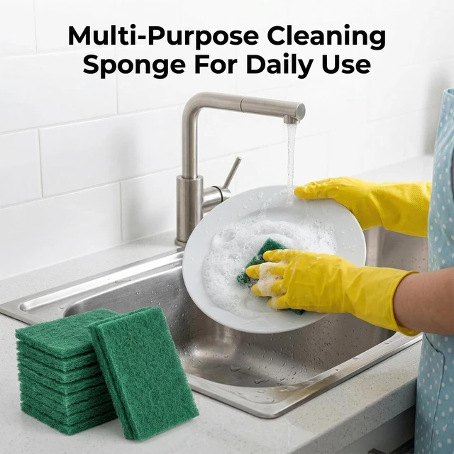 Alt view image 7 of 7 - MAQIHAN Heavy Duty Scouring Pad - 10Pcs Green for Cleaning