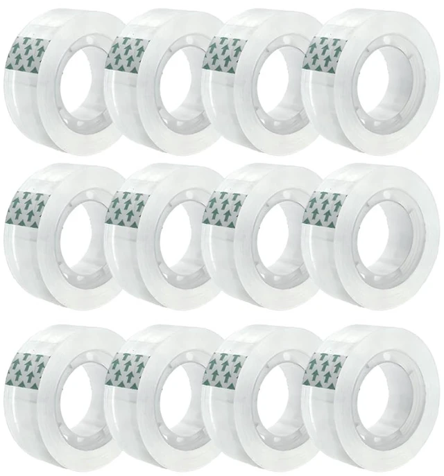 Main image of 12 Rolls Transparent Tape Refills, 3/4 x 1000 in, 1 in Core, Gift Packaging Tape for Office Home School