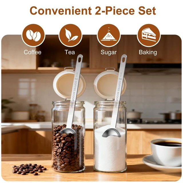Alt view image 5 of 7 - 2PCS 15ML (1 Tablespoon) Stainless Steel Coffee Measuring Spoons with Long Handle for Ground Coffee, Tea, Baking Powder