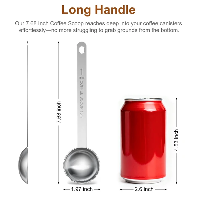 Alt view image 7 of 7 - 2PCS 15ML (1 Tablespoon) Stainless Steel Coffee Measuring Spoons with Long Handle for Ground Coffee, Tea, Baking Powder
