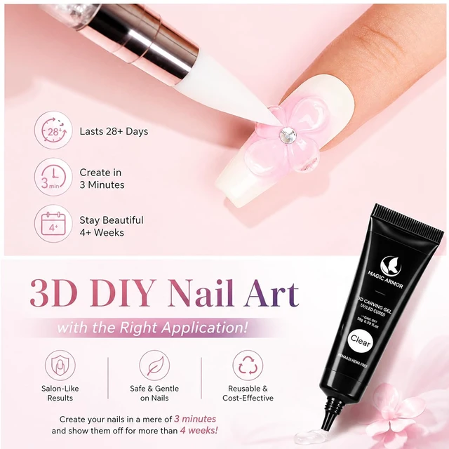Alt view image 6 of 6 - MAGIC ARMOR 15g 3D Nail Sculpting Gel for Nail Art DIY Molding Carving Decoration Manicure Clear