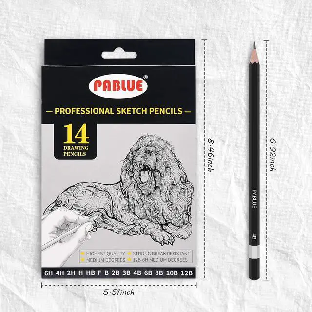 Alt view image 2 of 7 - 14Pcs Professional Graphite Sketch Pencils for Drawing (6H-12B)