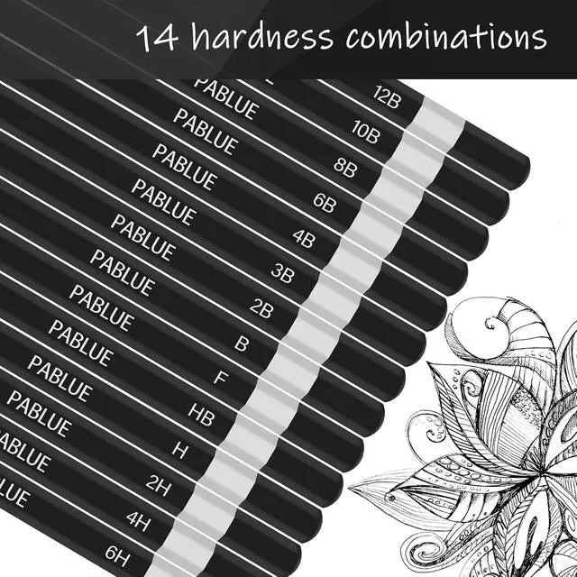 Alt view image 3 of 7 - 14Pcs Professional Graphite Sketch Pencils for Drawing (6H-12B)