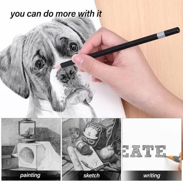 Alt view image 6 of 7 - 14Pcs Professional Graphite Sketch Pencils for Drawing (6H-12B)