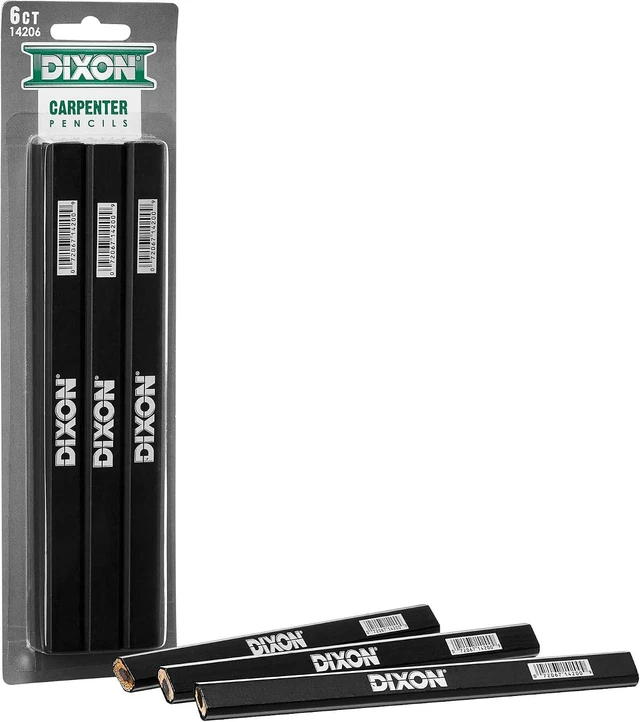 Alt view image 3 of 6 - DIXON Industrial Carpenter Pencils, Medium, Black and Silver, 6-Pack, (14206)