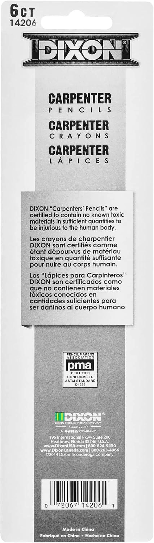 Alt view image 4 of 6 - DIXON Industrial Carpenter Pencils, Medium, Black and Silver, 6-Pack, (14206)