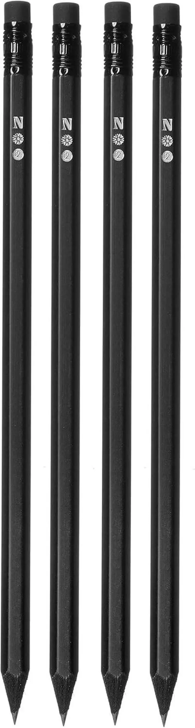 Alt view image 3 of 5 - Notsu 4pc Black Pencils #2 Set | All Black Wood Writing Pencils