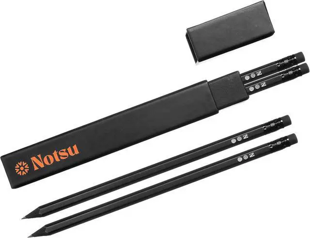 Alt view image 4 of 5 - Notsu 4pc Black Pencils #2 Set | All Black Wood Writing Pencils