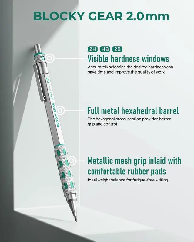 Alt view image 2 of 7 - Nicpro 2.0 mm Mechanical Pencils Set, Metal Drafting Pencil with Case