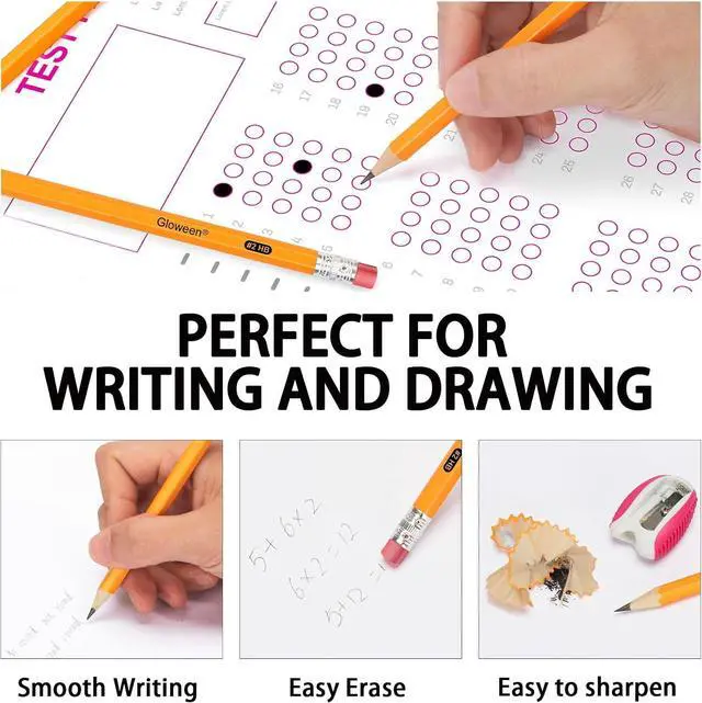 Alt view image 4 of 7 - Wood-Cased #2 HB Pencils, 50 Pack Pre-sharpened Pencils for Writing/Drawing/Sketching, Bulk Pack for Office School Classroom Supplies