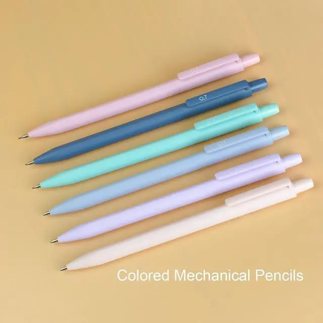 Alt view image 4 of 7 - Pastel Aesthetic Mechanical Pencil Set 6 Pack with Eraesers