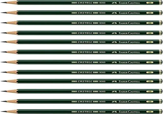 Main image of Faber-Castell Pencils, Castell 9000 Graphite art 2B pencils for drawing, sketching - 12 Artist pencils