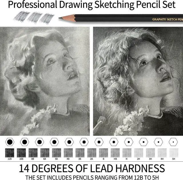 Alt view image 3 of 7 - Qionew Professional Sketching Pencil for Drawing,14 Pack, Graphite Pencils
