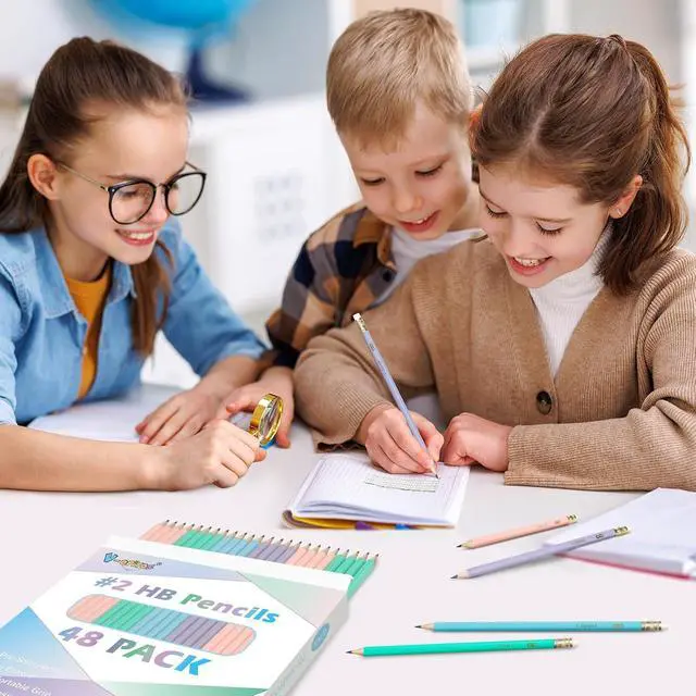 Alt view image 7 of 7 - V-Opitos Wood-Cased #2 HB Pencils, 48 Pack Pre-Sharpened Pencils with Top Erasers, Bulk Pastel Color Pencils for School Teacher Supplies, Writing, Drawing and Sketching
