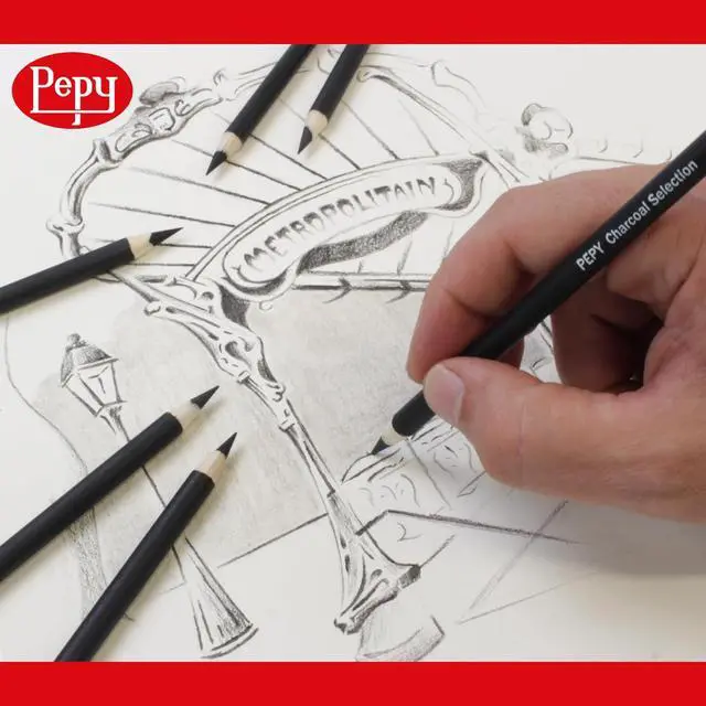 Alt view image 5 of 5 - Pepy Professional Soft Charcoal Pencil Set Set of 6 Pre-Sharpened Black Charcoal Pencils; Perfect for Drawing, Sketching, Blending and Shading