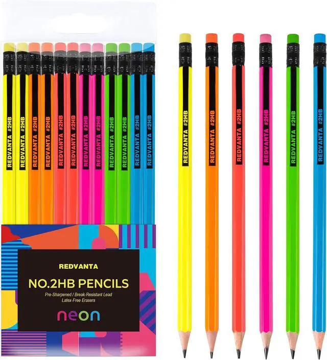 Main image of Pre-Sharpened #2 Pencils, Neon, Back to School Supplies, 12 Count