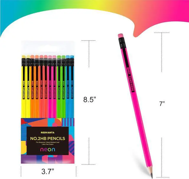 Alt view image 7 of 7 - Pre-Sharpened #2 Pencils, Neon, Back to School Supplies, 12 Count