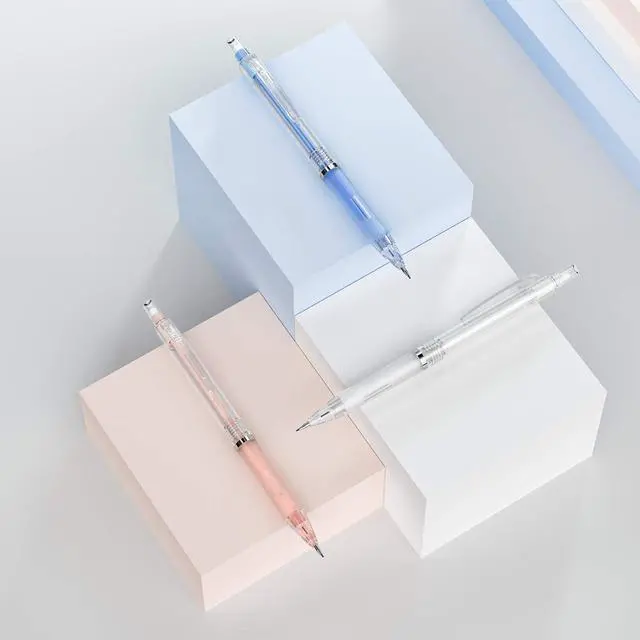 Alt view image 7 of 7 - Nicpro 23PCS Pastel Mechanical Pencil 0.5 & 0.7 mm with Case for School, with 12 tubes HB Lead Refills, 3 Erasers, 9 Eraser Refills For Student Writing, Drawing, Sketching, Blue & Pink & White Colors