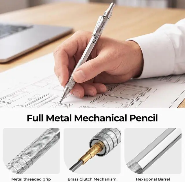 Alt view image 4 of 7 - Nicpro 3 Pack 2.0 mm Mechanical Pencil Set with Case for Architects