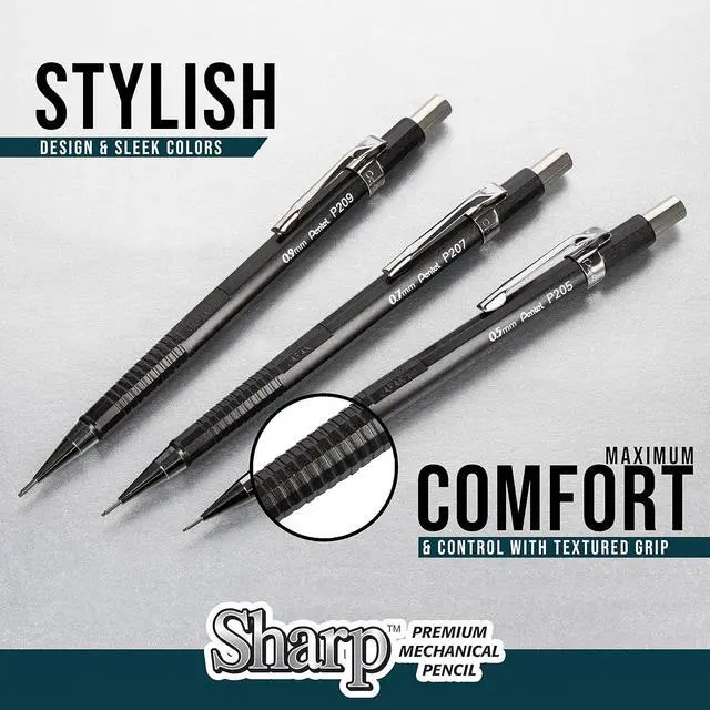 Alt view image 5 of 7 - Pentel Sharp Mechanical Pencil, (0.9mm), Bold Line, Yellow Barrel, Pack of 2 (P209BP2-K6)