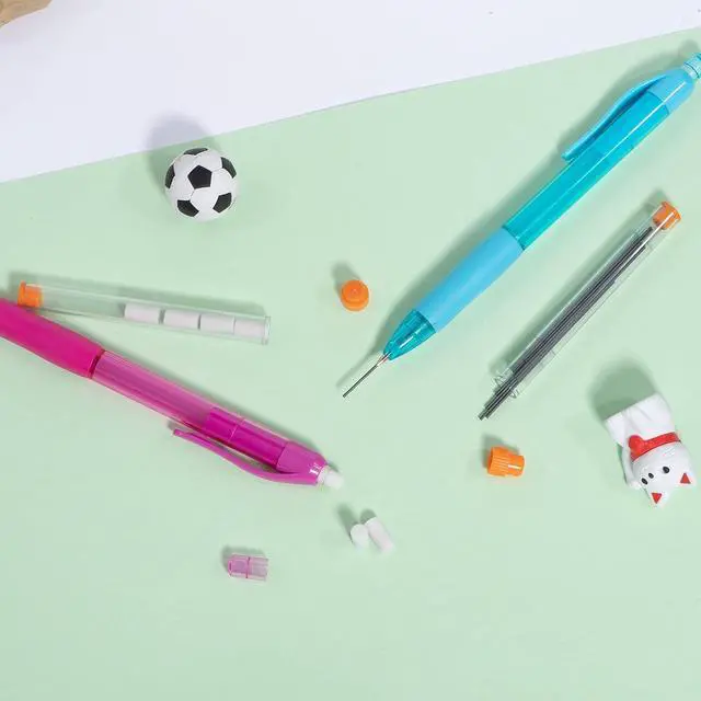 Alt view image 5 of 7 - AIHAO Mechanical Pencil 0.9, Thick Point, HB lead pencils with refills and cap erasers, Comfort Grip, Assorted Barrel Colors, 12 Pack