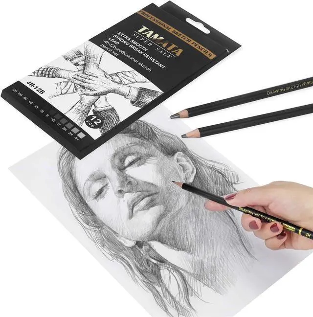 Alt view image 3 of 7 - RVOGJP TAMATA Professional Drawing Sketching Pencil Set - 12 Pieces Art Graphite Pencils(12B - 4H), Ideal for Drawing Art, Sketching, Shading, for Beginners & Pro Artists