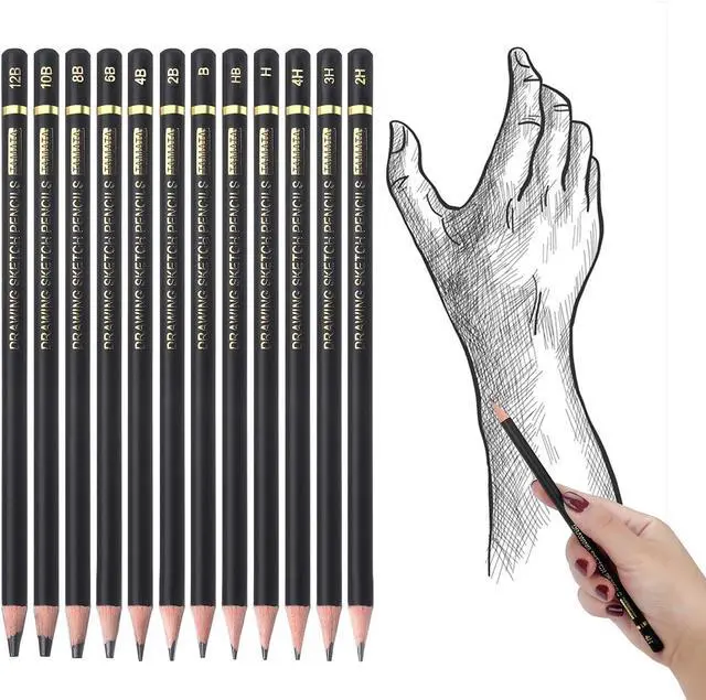 Alt view image 4 of 7 - RVOGJP TAMATA Professional Drawing Sketching Pencil Set - 12 Pieces Art Graphite Pencils(12B - 4H), Ideal for Drawing Art, Sketching, Shading, for Beginners & Pro Artists